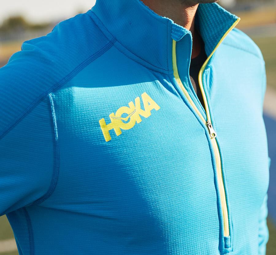 Hoka One One 1/2 Dragkedja Midlayer Top Herr - Blå - JZGHC-3285